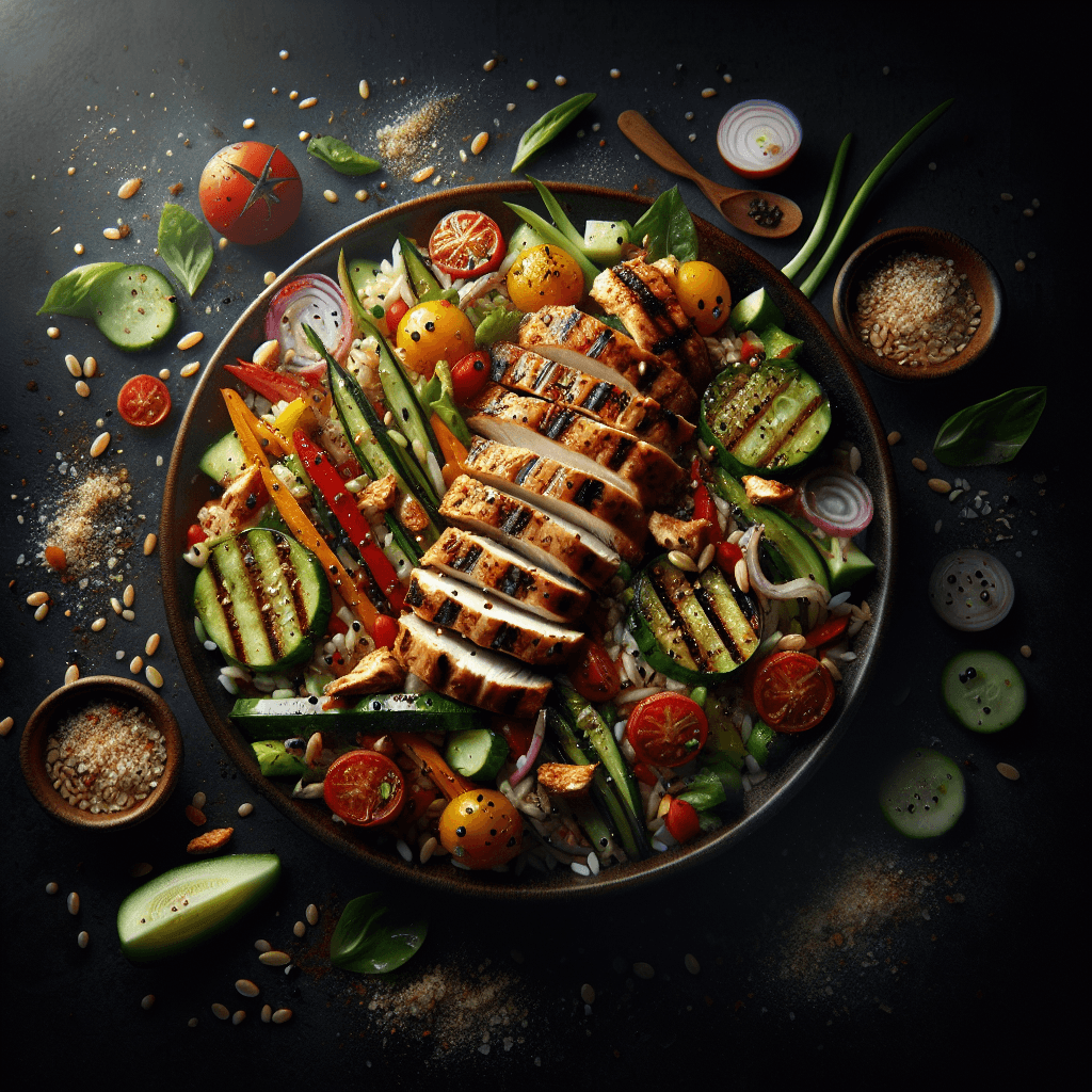 Salade de Riz au Poulet et Légumes Grillés