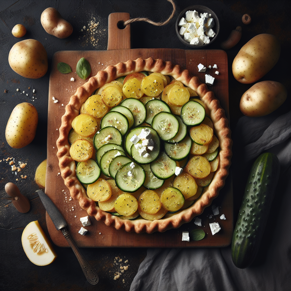 Tarte Rustique aux Pommes de Terre et Concombre avec Fêta