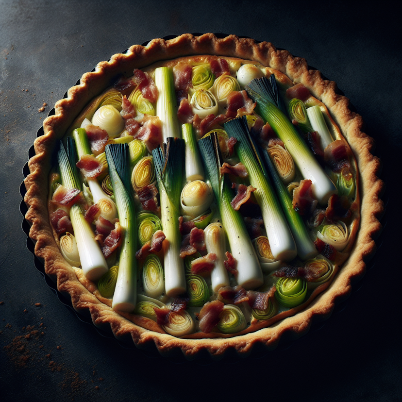 Tarte aux poireaux et lardons