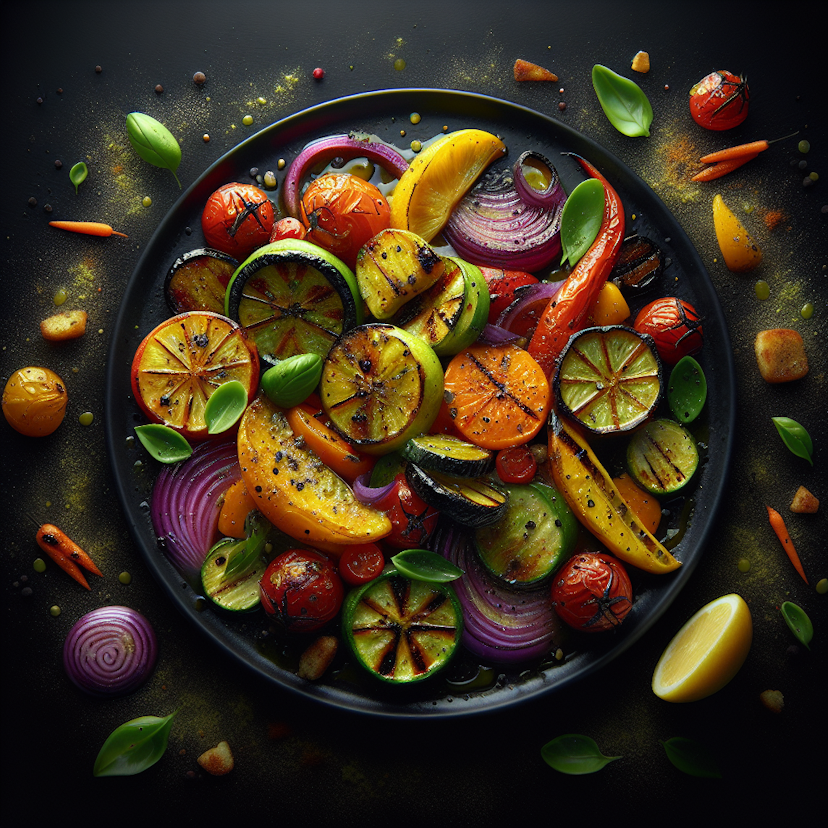 Salade de légumes rôtis avec vinaigrette au citron